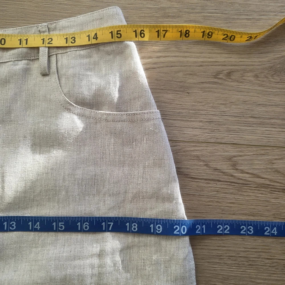 PRISTINE Reformation Tazz Long Linen Skirt Size 10 Tan Oatmeal Maxi Pockets